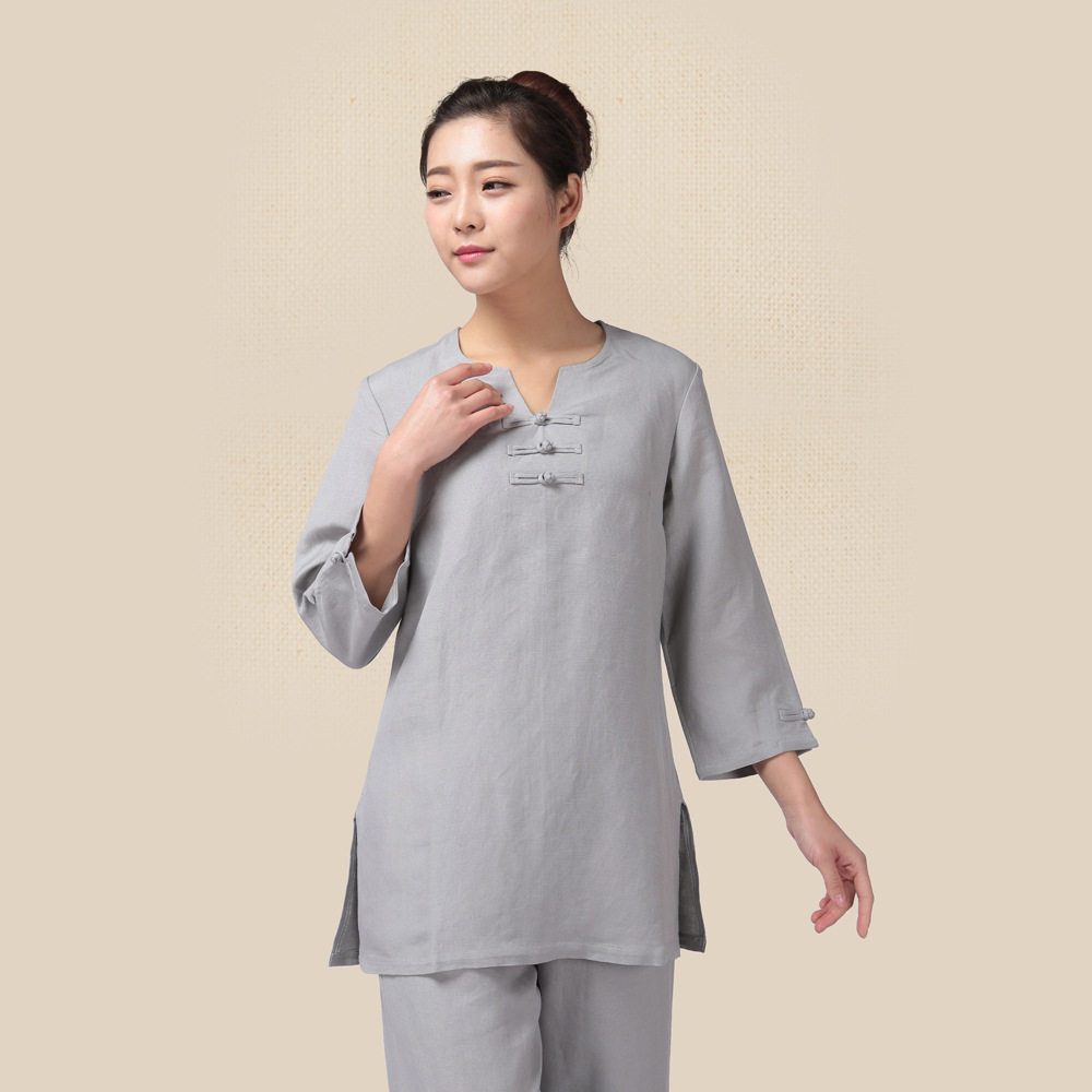 中式佛系女装禅服女夏季套装居士服装棉麻禅意上衣