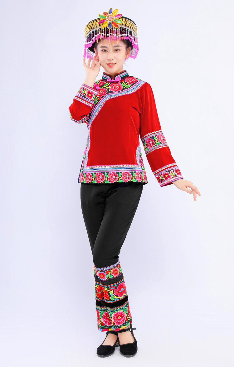 昆明发货裤装多色绣花峨山彝族演出服装云南少数民族侗族服饰1361