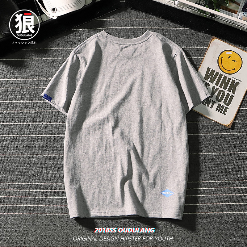 国潮休闲潮流纯棉短袖t恤白色街头宽松嘻哈纯色半袖男女oversize