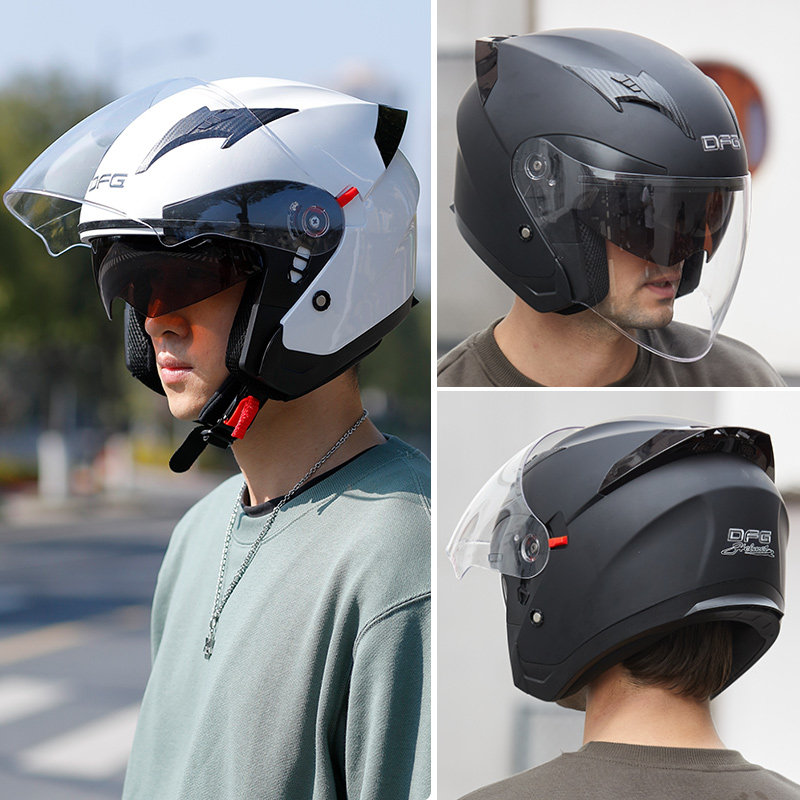 dfg电瓶电动车头盔男女轻便四季通用机车半盔摩托车头盔
