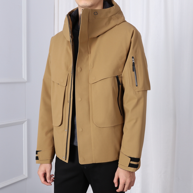 无惧严寒 冬季户外无缝压胶工艺 防水防风男士白鹅绒连帽羽绒服