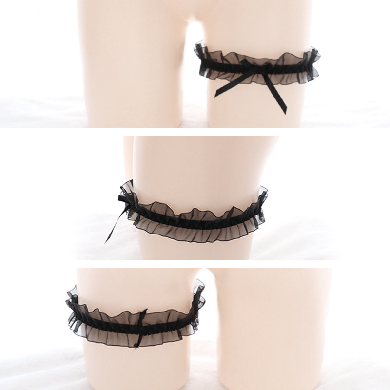 蕾丝腿环蝴蝶结性感可爱弹力木耳褶皱花边jk内衣配件
