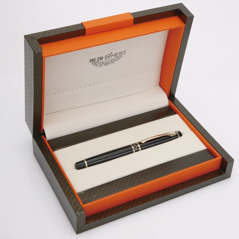 钢笔英雄盒装礼盒练字高档商务水笔墨水弯尖钢笔