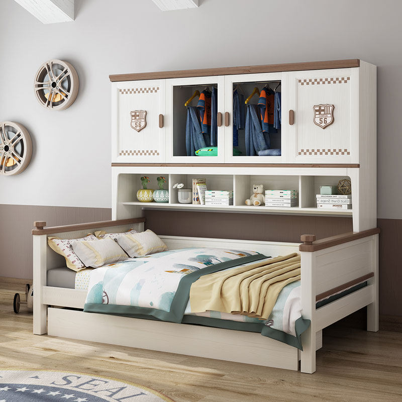 实木多功能儿童童床男孩单人床衣柜一体小户户型衣柜床