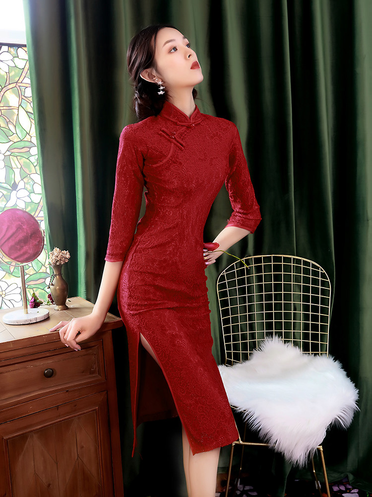 老上海民国风旗袍红色敬酒服日常改良版中国风外嫁女回娘家连衣裙