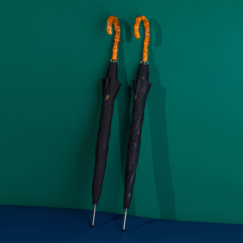 弗古雨伞长柄竹雨伞大号超大直杆伞自动竹节伞黑色加固手工伞