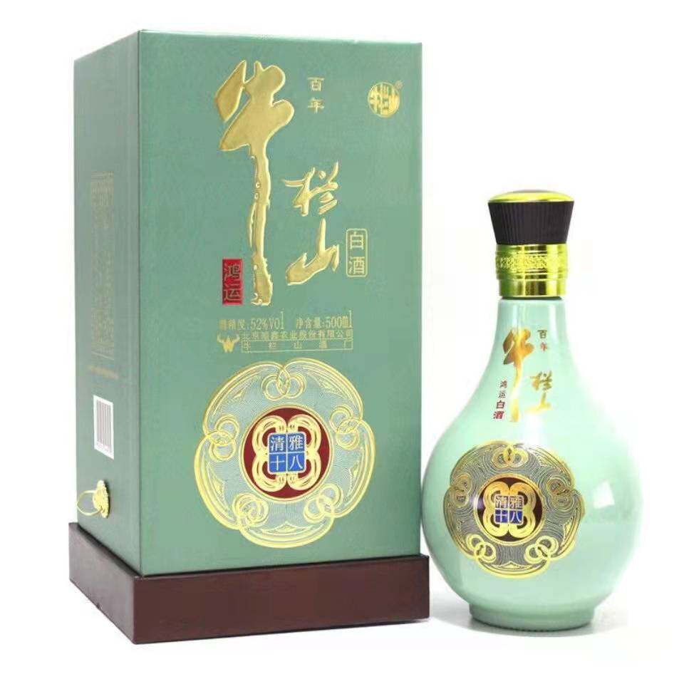 北京牛栏山二锅头52度浓香型白酒鸿运清雅18十八500ml*6瓶 礼盒装