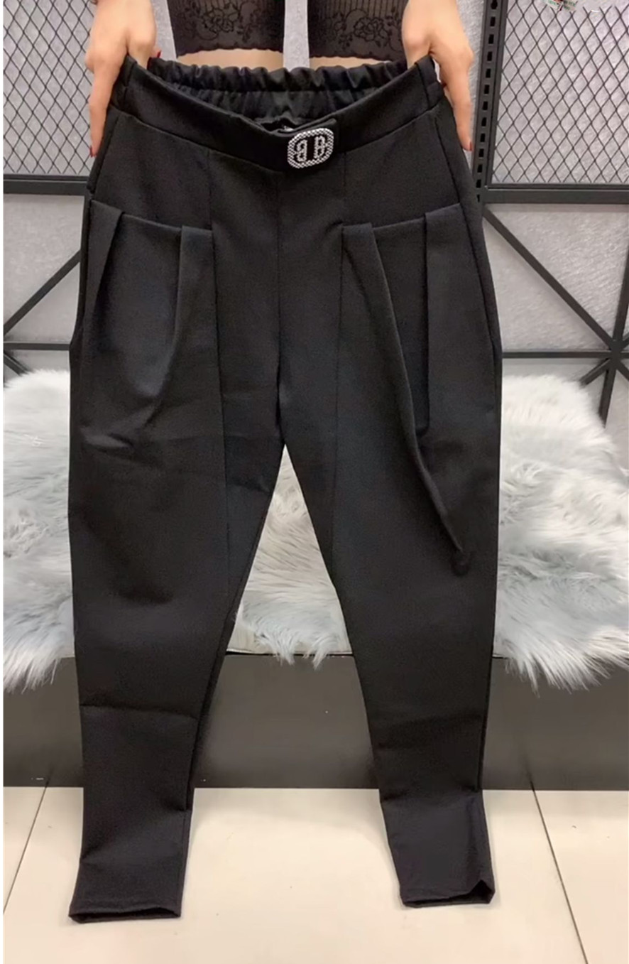 欧洲站2022年春季新款南韩棉小脚哈伦裤韩版休闲百搭显瘦萝卜裤潮