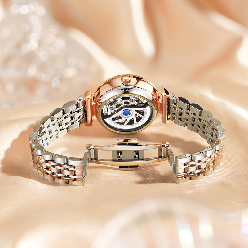 阿玛妮正品全自动机械手表女士2022年新款满天星品牌镂空夏季女表