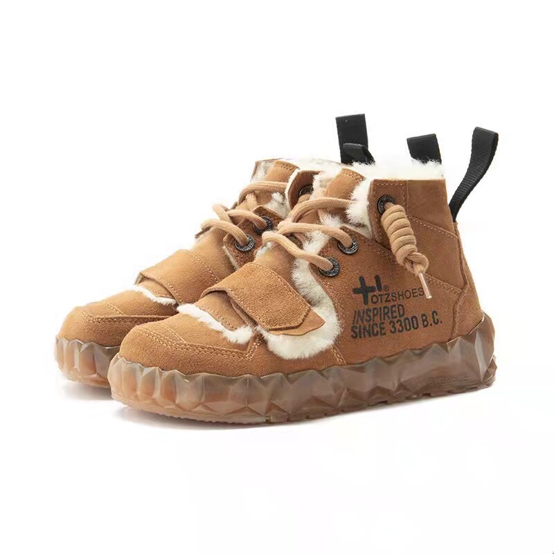 冬季otz丑萌鞋加加厚保暖暖冬靴男女同短靴高帮鞋