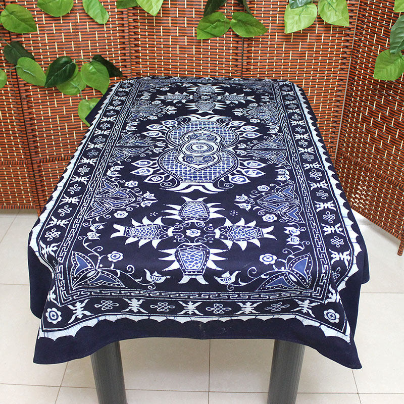 蜡染长方形桌布苗族传统特色手工艺制作餐厅家居酒吧苗族蜡染