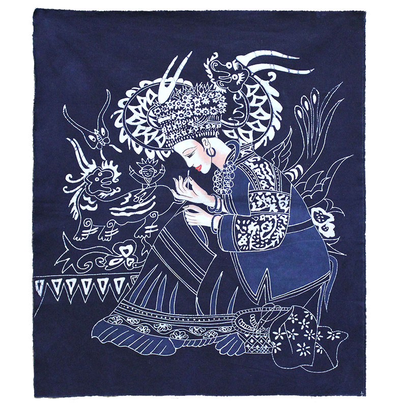 苗族苗族人人物画传统手工艺蜡染民族绣娘餐厅民宿苗族蜡染