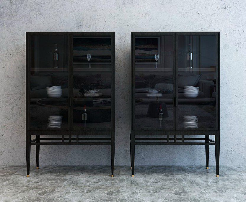 酒柜意式极简玻璃门靠墙简约装饰现代轻奢餐厅酒柜