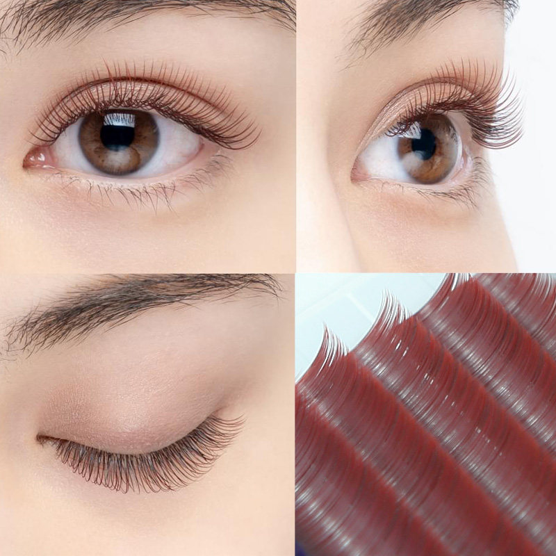 柔软彩色015睫毛嫁接混装毛尖扁型毛美睫种植化妆