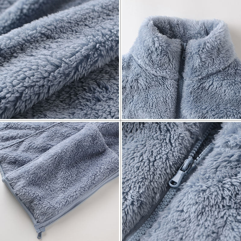 拉绒手抓绒外套女春秋冬摇粒绒外套女休闲妈妈加厚双面绒保暖开衫