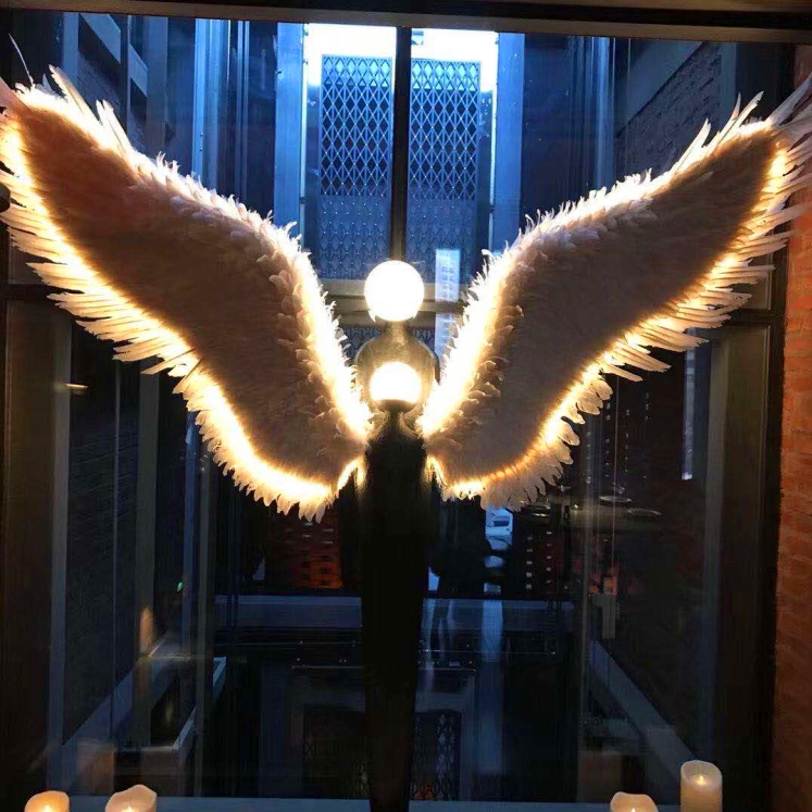 led发光翅膀网红打卡拍照背景墙天使羽毛橱窗摆件翅膀