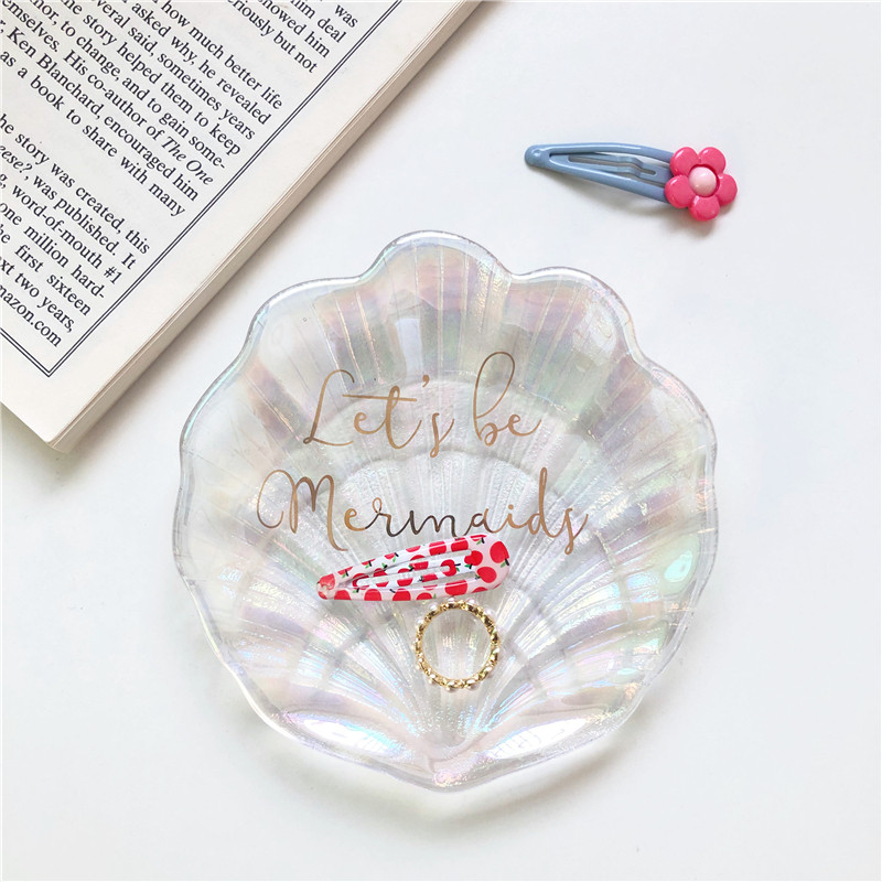 cozyhome复古幻彩人鱼贝壳造型玻璃首饰收纳美甲首饰展示架