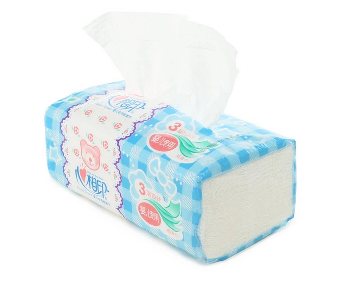 心相印纸巾婴儿专用压花抽纸面巾纸餐巾纸3层18包抽纸