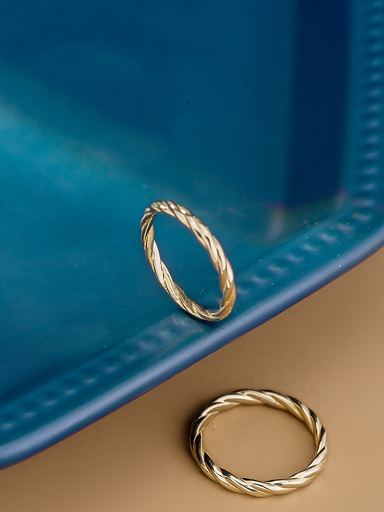 爱之家素金指环设计复古缠绕扭花女款韩国戒指手饰