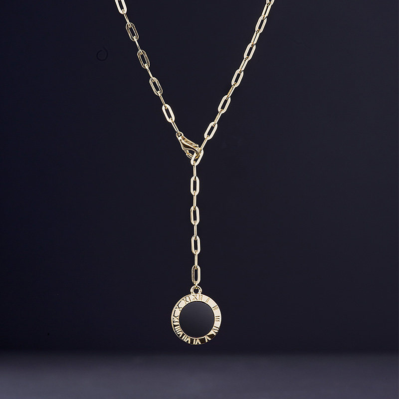 爱之家罗马颈链字链方格数字玛瑙韩国女黑项链颈饰