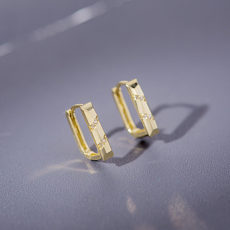 爱之家韩国14k金耳扣新款刻面镶嵌ins小众耳环耳饰