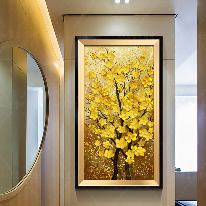 金钱发财树欧式油画玄关装饰画招财风水走廊过道现代装饰画