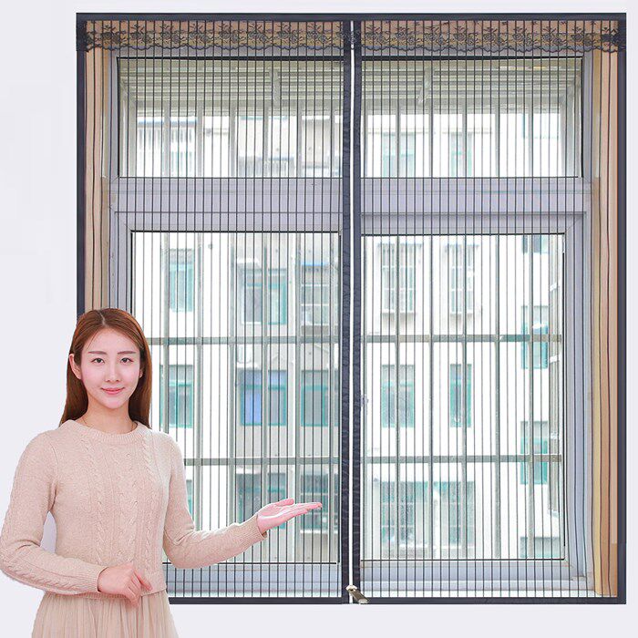 防蚊纱窗定做窗帘窗户防蚊子纱门阳台防虫拉链纱网沙窗防蚊窗帘