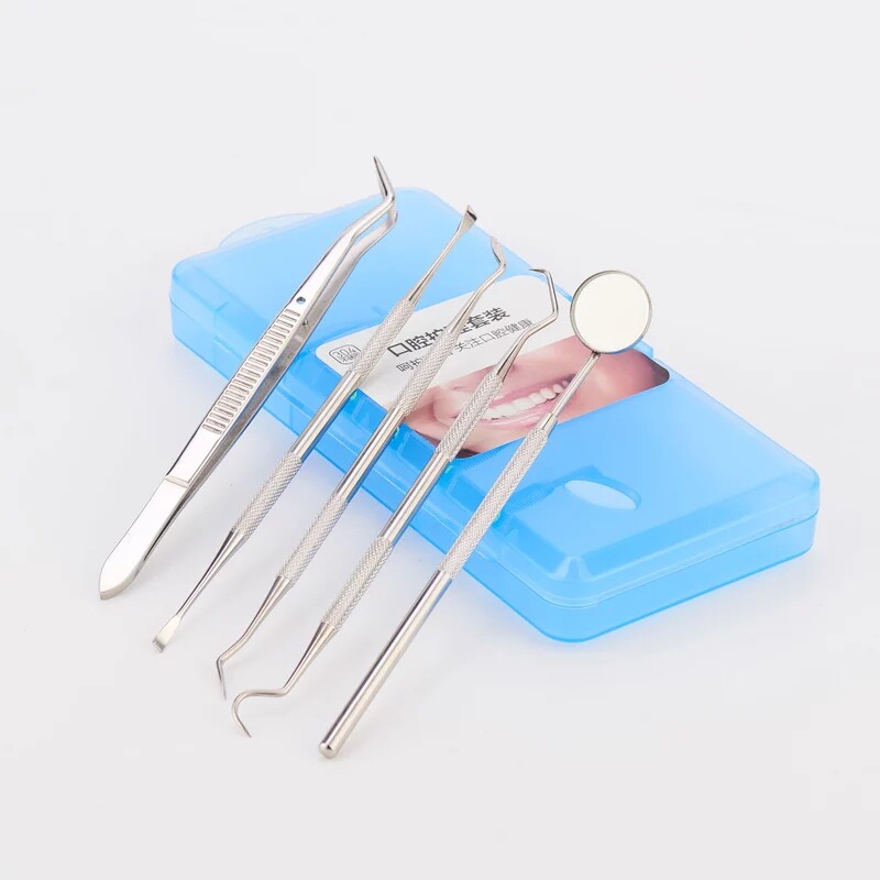 牙科工具牙结石去除器口腔镜子家用套装不锈钢牙镜牙医口腔探针