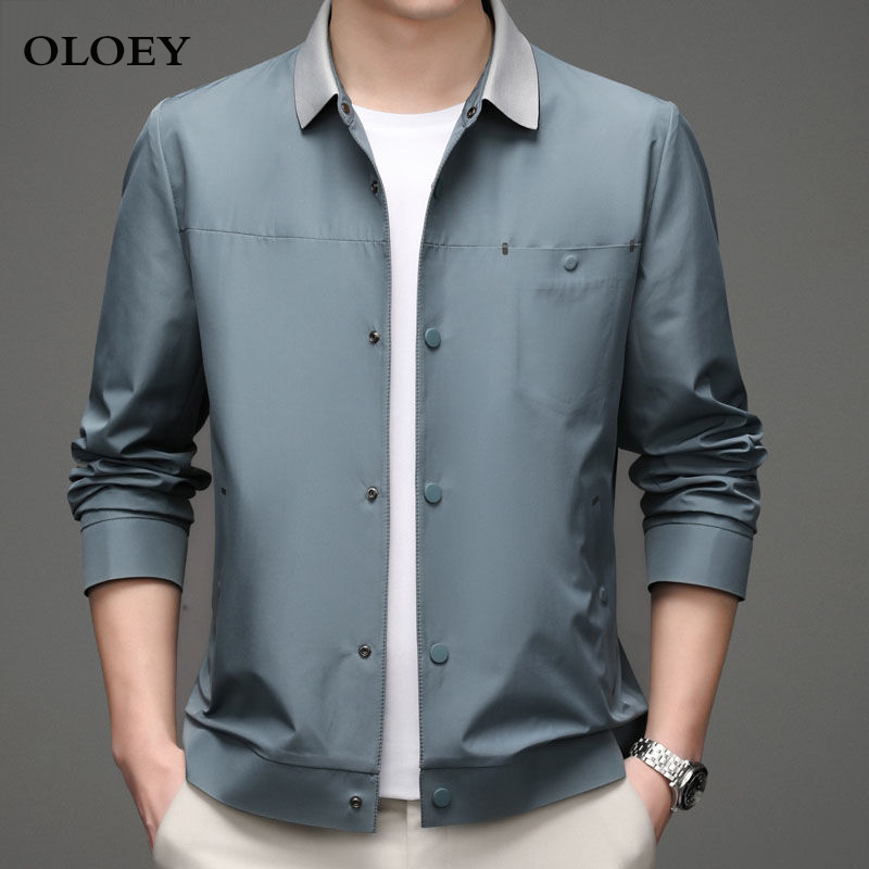 2022新款春季轻奢翻领夹克男商务修身潮流帅气休闲潮牌上衣服男