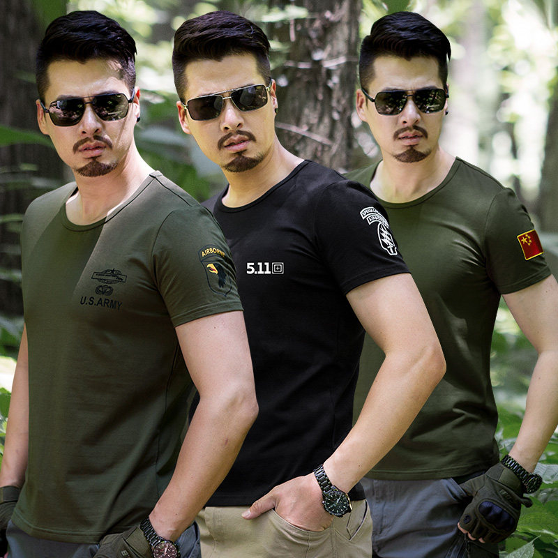 野战特种兵军迷刺绣国旗部队军装军人短袖半袖t恤