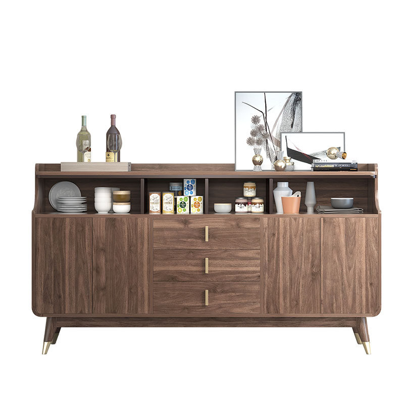 北欧餐边柜 柜子客厅靠墙家用实木多功能酒柜现代简约胡桃色