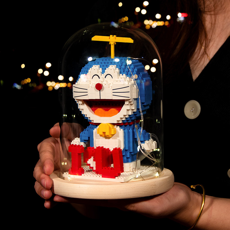 哆啦梦蓝胖子机器猫积木玩具拼图立体小颗颗粒塑料积木