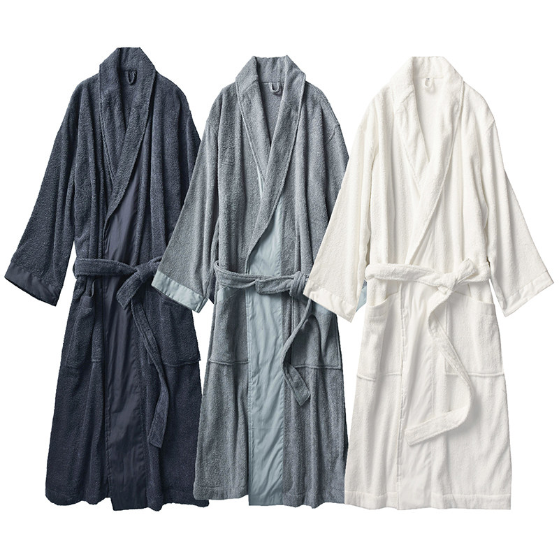 日本本无印夏薄款纯棉浴袍毛巾浴衣男女情侣浴裙