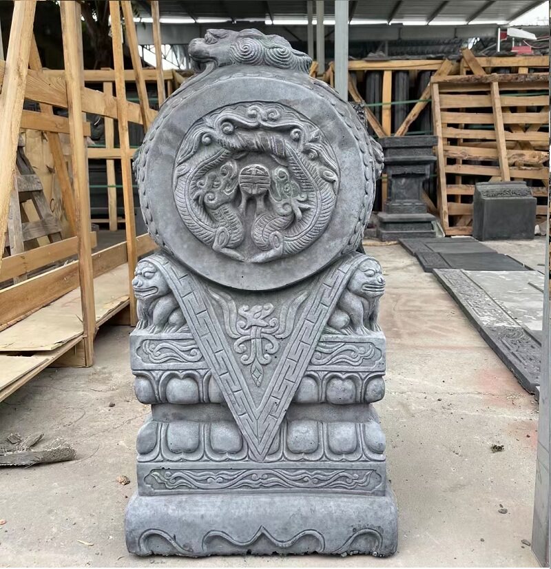 四合院门口中式传统摆件抱鼓石招财镇宅瑞兽鼓砖雕砖雕