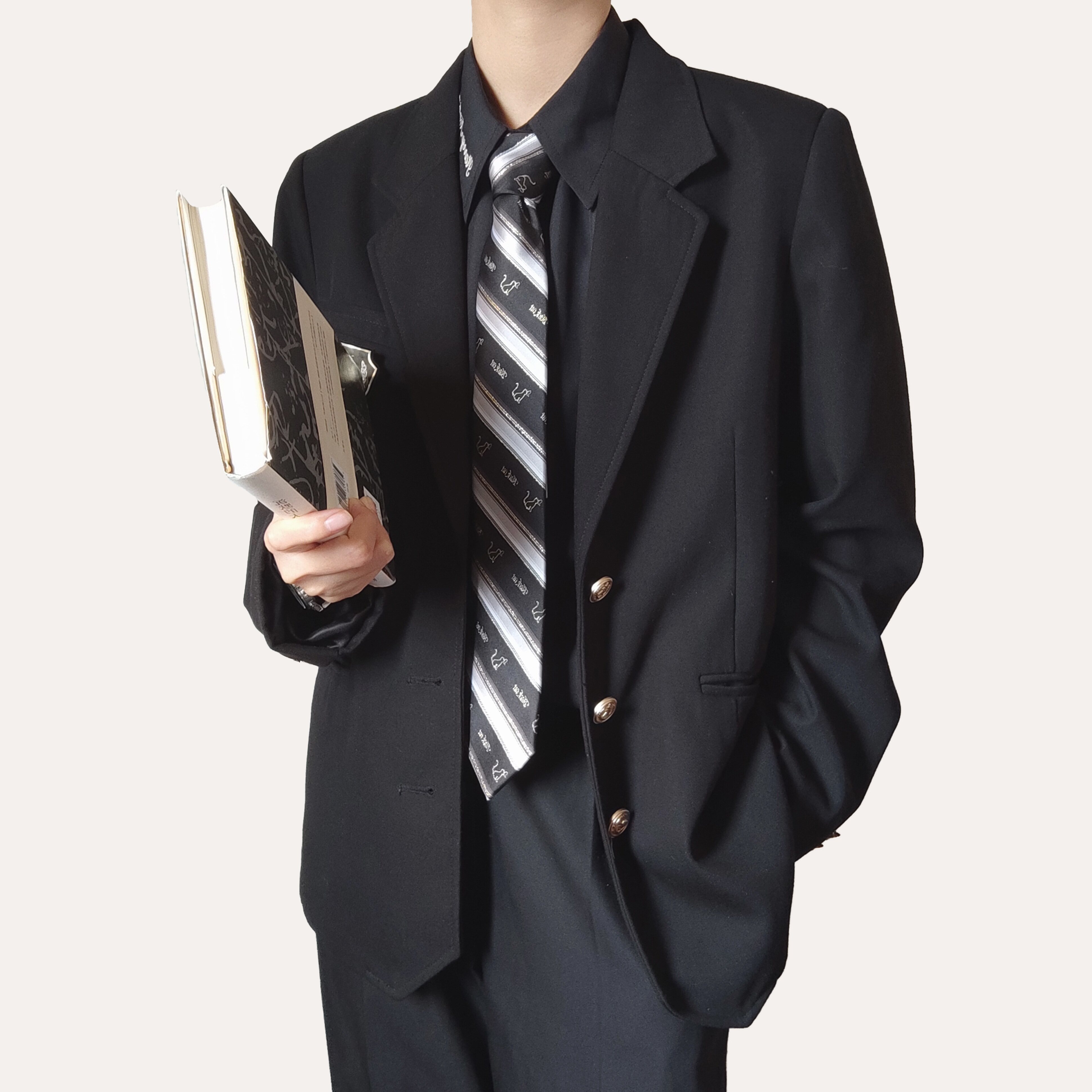 黑色小物日系原创手打正版jk浅渊金线领带领带