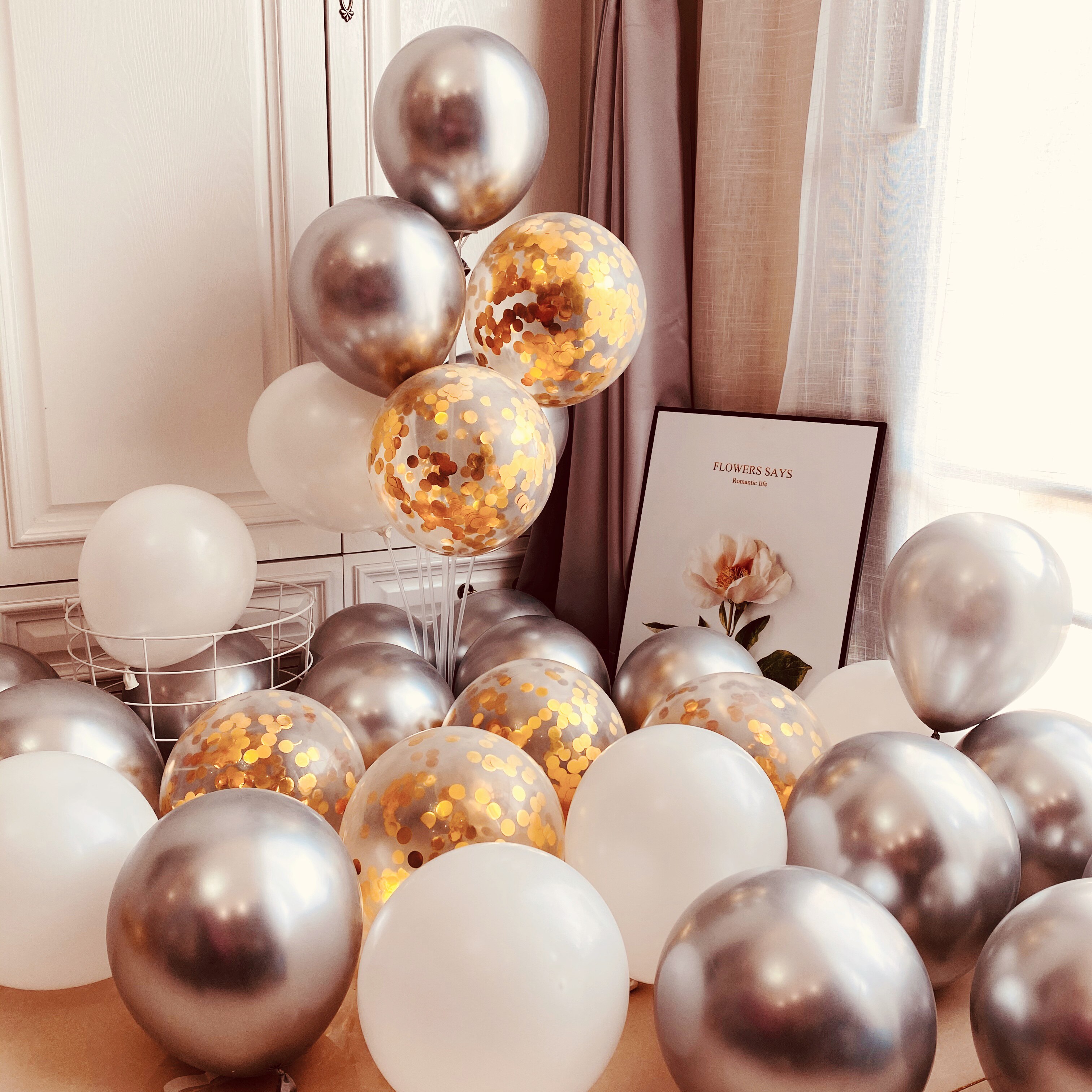 气球玫瑰金铝箔铝箔铜金婚礼生日主题派对装饰气球