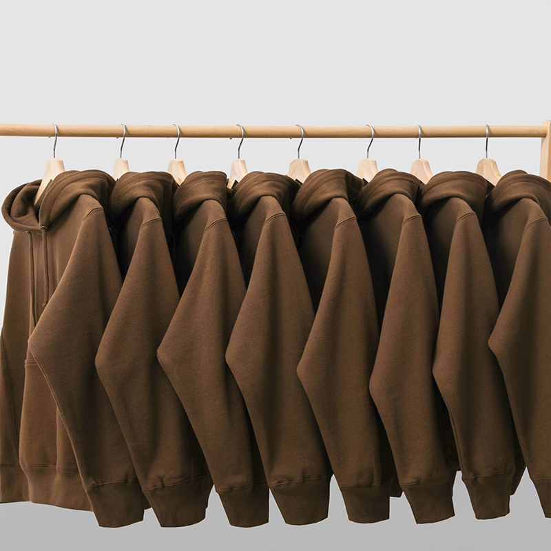 巧克力色卫衣女棕色连帽加绒外套重磅加厚焦糖咖啡色宽松帽衫春秋