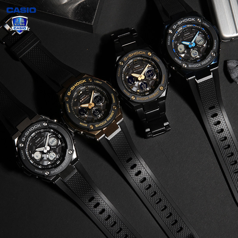 casio卡西欧手表gsteel太阳能电波防水gshock男表gstw300日韩腕表
