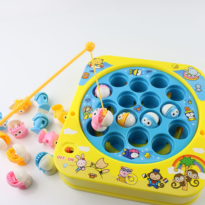 转盘日本beans儿童钓鱼音乐玩具儿时电动室内钓鱼类玩具