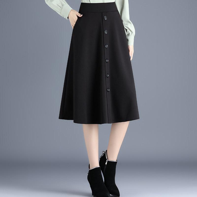 春秋2021新款复古气质高腰半身裙