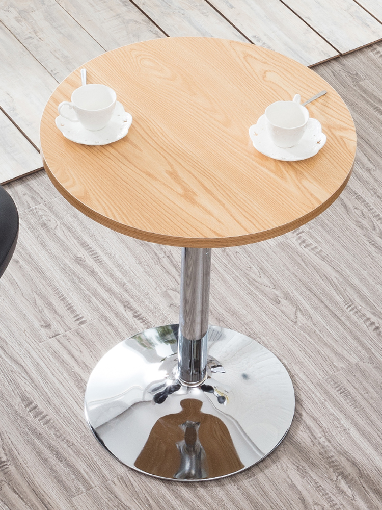洽谈桌简约咖啡奶茶店铺会客接待圆形钢化玻璃小圆桌茶几简易餐桌