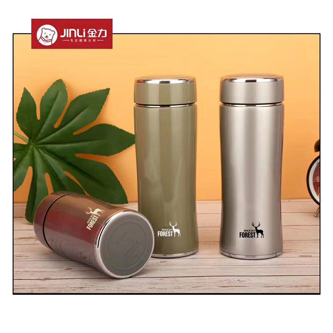 金力保温杯男女女士大容量高档商务简约不锈钢泡茶玻璃杯