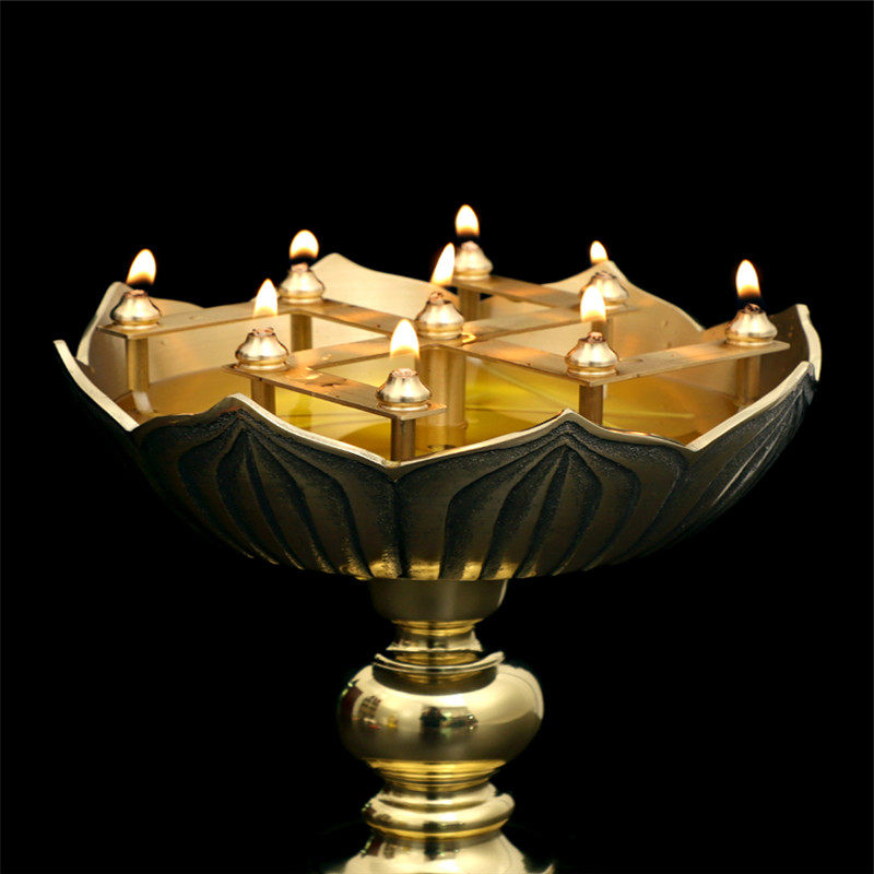 油灯纯铜万字供佛前供佛堂寺庙神台液体体大烛台