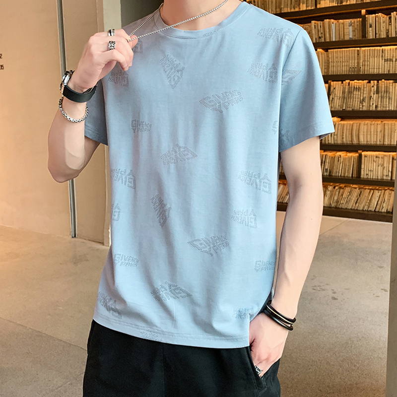 夏季半袖潮牌体恤衫冰丝衣服韩版潮流镂空速干男士短袖T恤男上衣