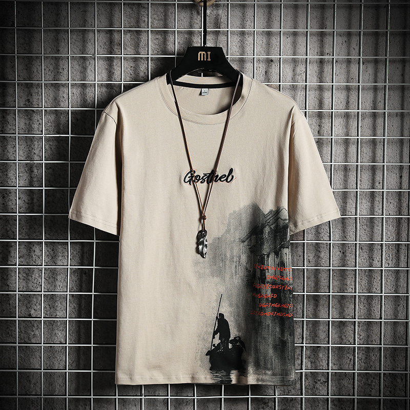 短袖t恤男士夏季新款韩版潮流ins宽松纯棉半袖体恤上衣男夏装潮牌
