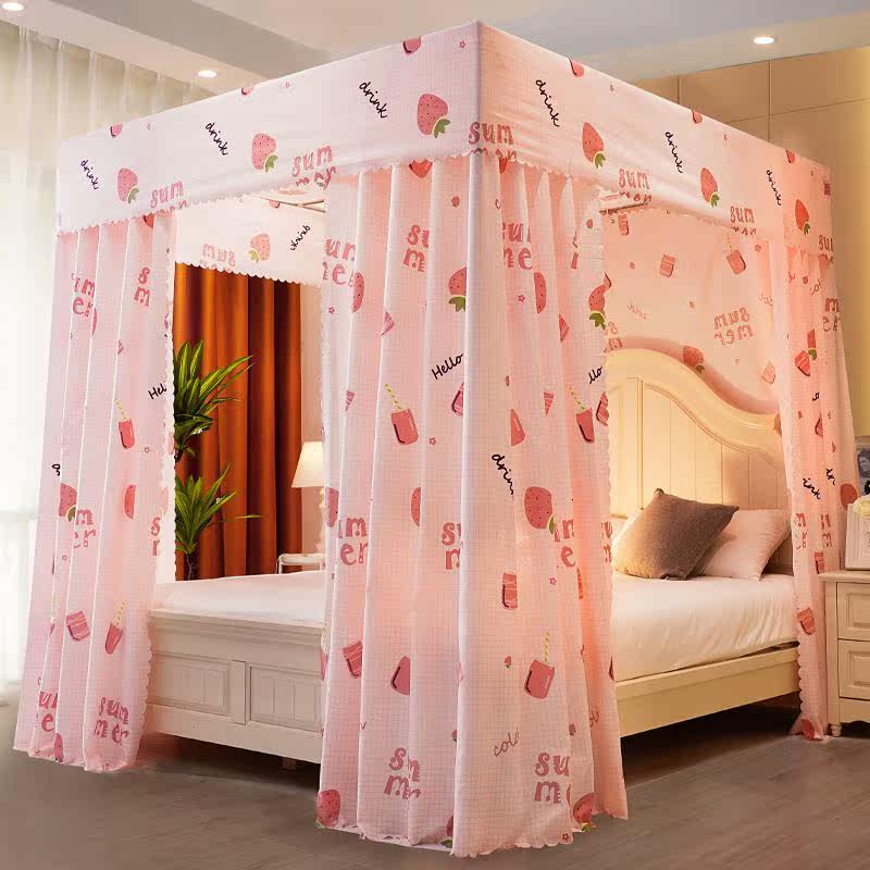 蚊帐床帘一体式遮光家用1.8米冬天保暖床幔落地蚊帐