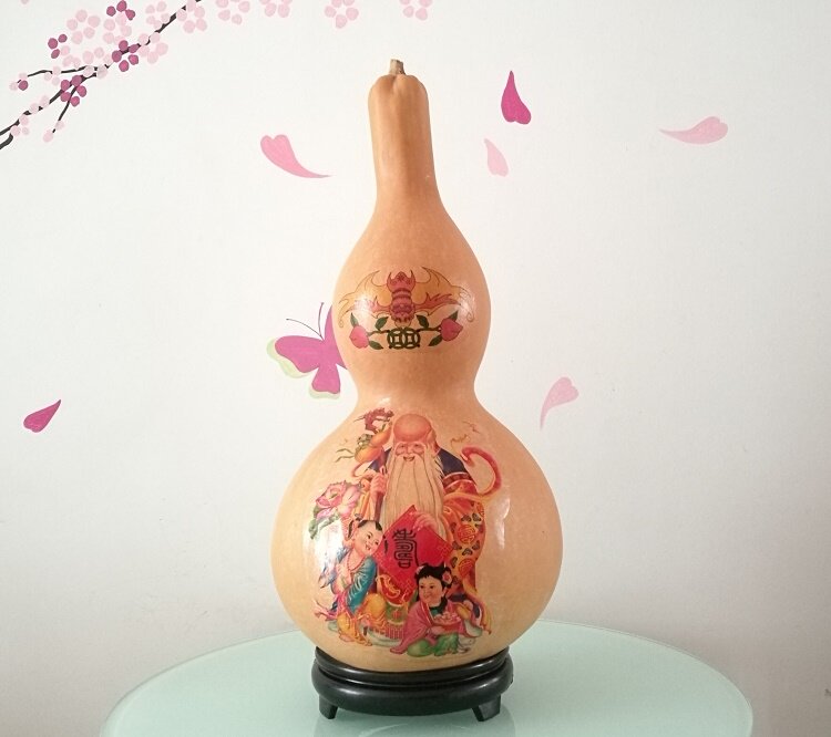 天然中号葫芦贴画梅兰竹菊非遗烙画彩绘装饰品水墨葫芦