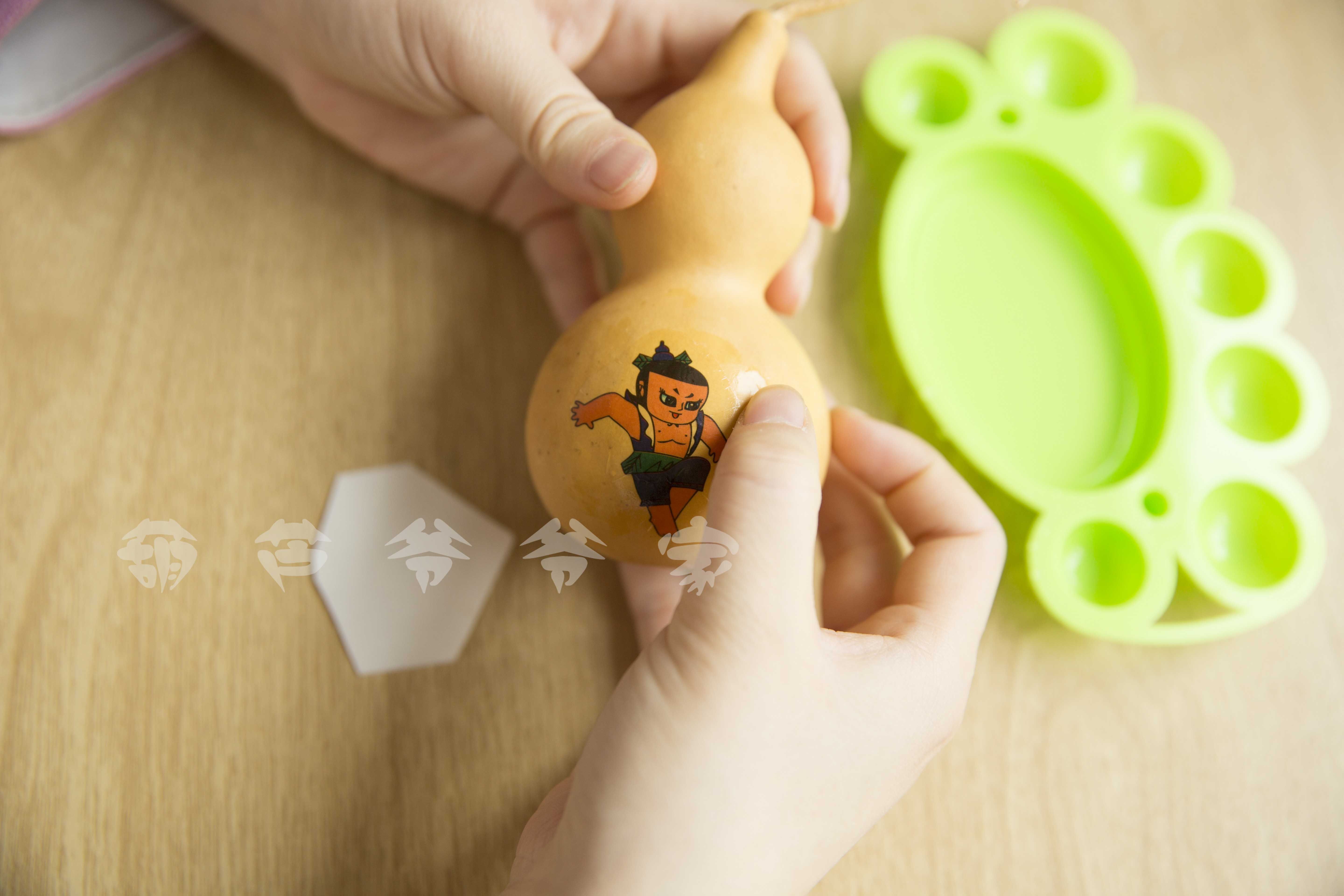 天然葫芦彩绘装饰贴纸中国国风传统国画花鸟葫芦