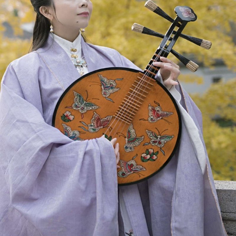 民族彩绘仿古乐器月琴琵琶鼓凳阮