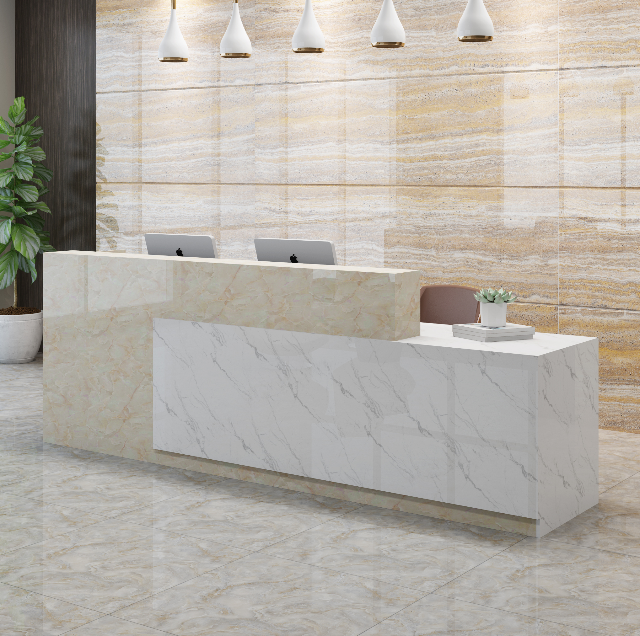 前台接待简约现代大气公司烤漆迎宾前台创意咨询收银台